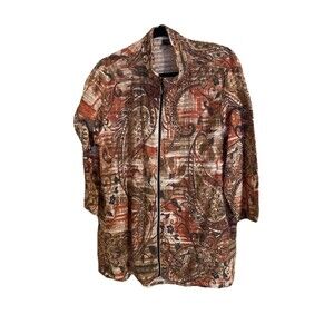 Onque Casual Zip-Up Multicolor  Jacket Plus Size 1x Activewear